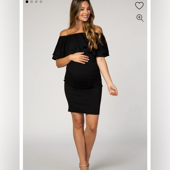 Pink Blush off shoulder little black dress (maternity). - Picture 4 of 4
